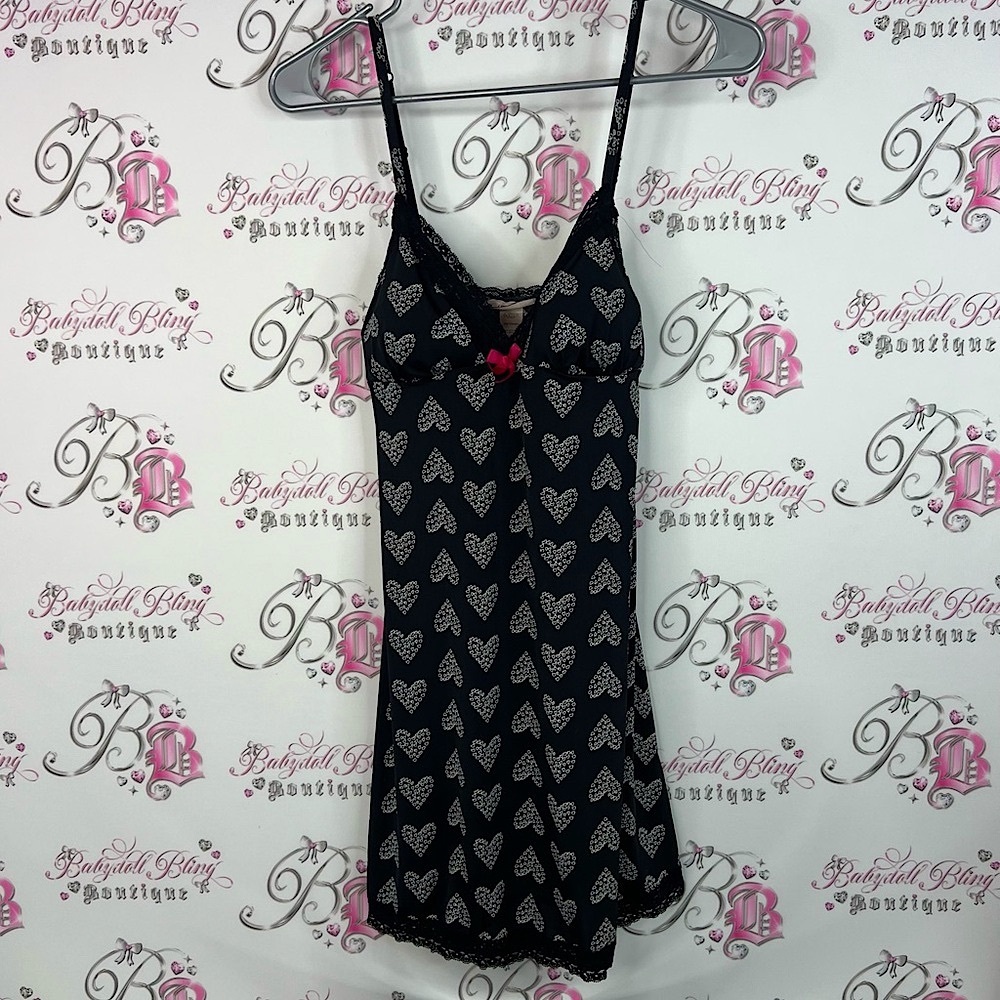 La SENZA babydoll dress hearts lace Black and White Heart Chemise